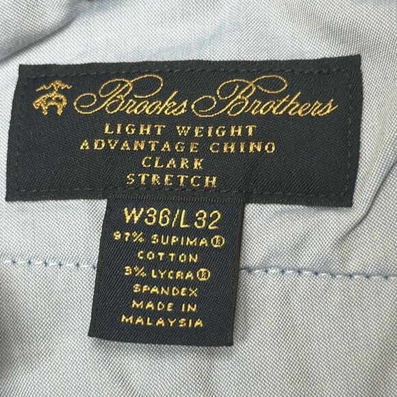 Brooks Brothers Mens Lightweight Advantage Chino Clark Blue Stretch Pants W36/L3 - Picture 8 of 10